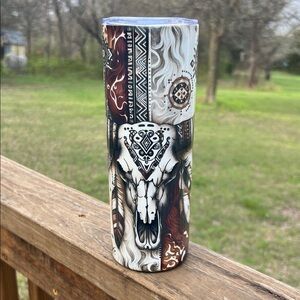 Boho Skull Tumbler with Tribal Design